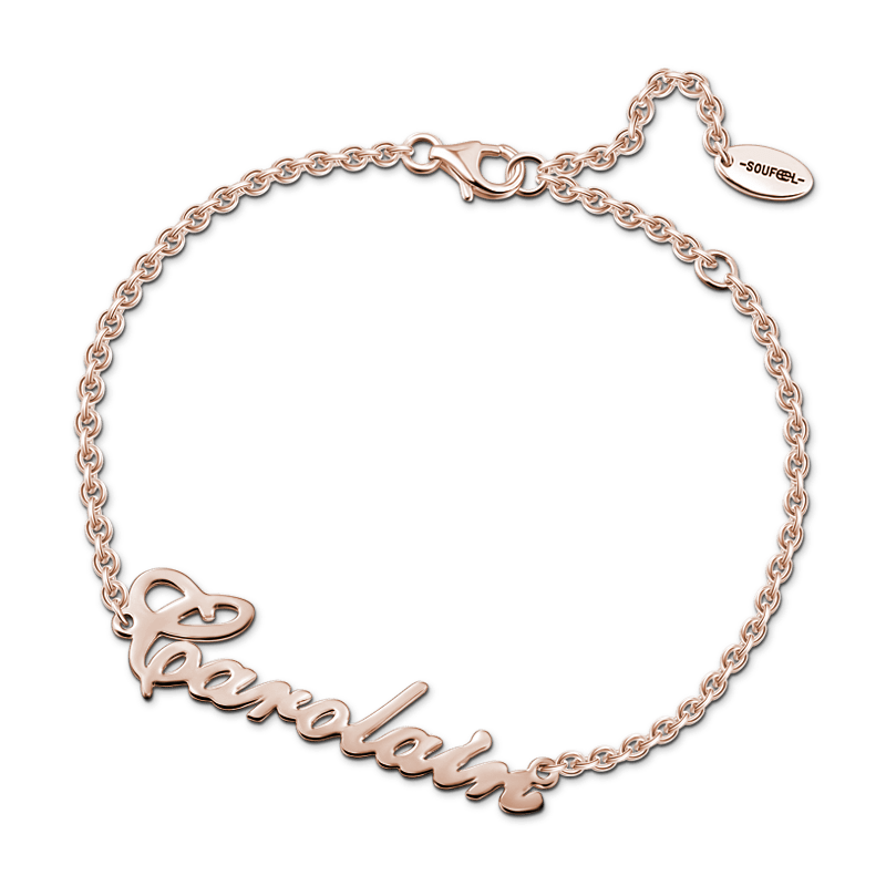 Pulsera de Nombre Personalizada Plata Chapado en Oro Rosa - Longitud Ajustable