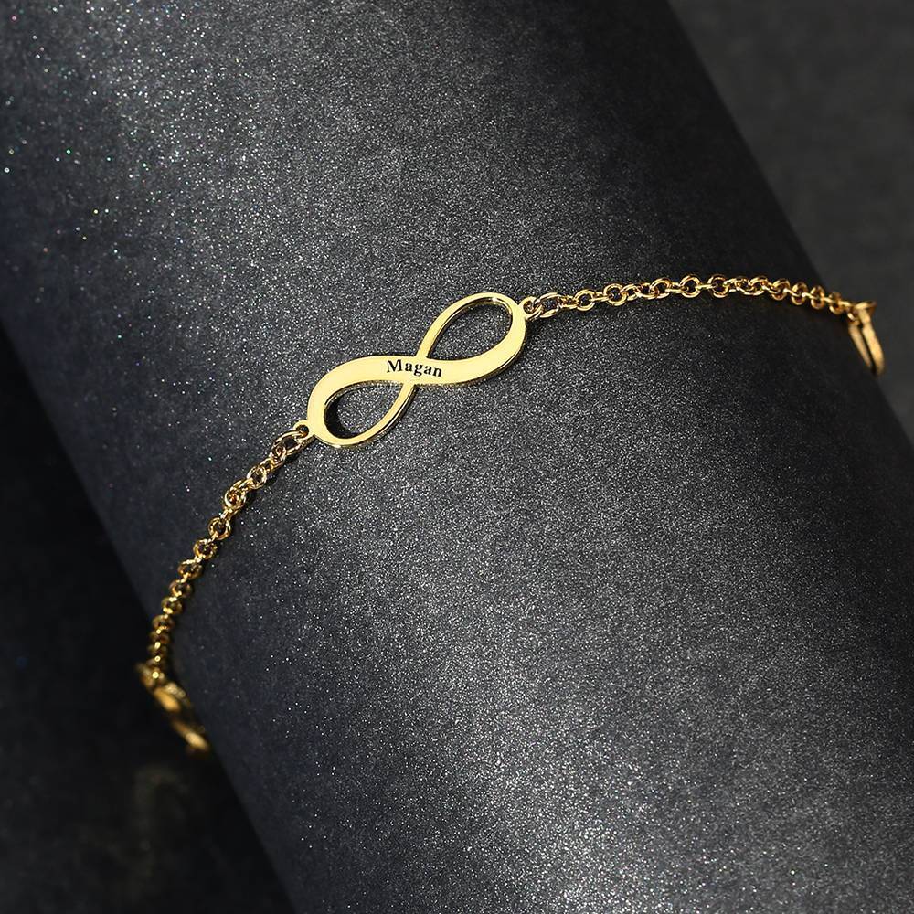 Tobillera de Infinidad Grabable Plata Chapado en 14k Oro