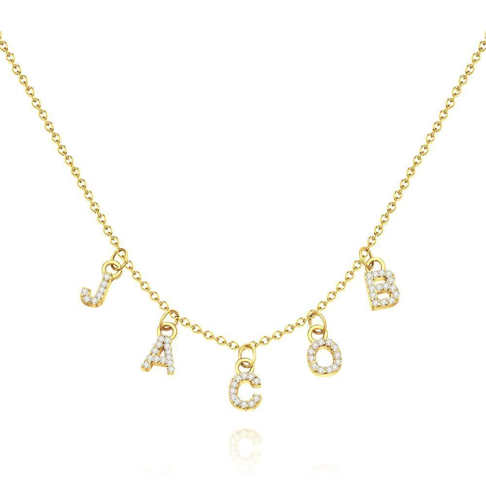 Collar con inicial personalizada, collar con nombre, regalos para ella, collar con letra de regalo, plata chapada en oro de 14 quilates