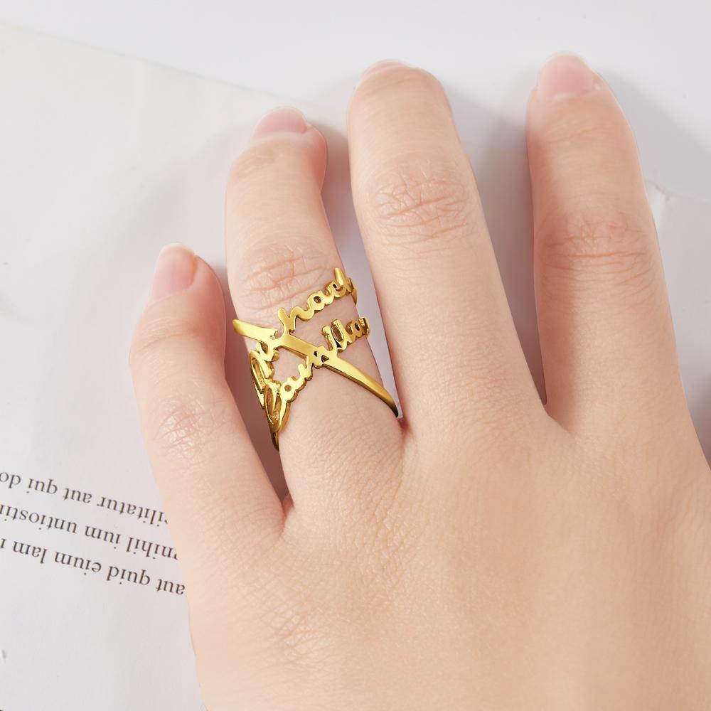 Anillos con Nombre Anillos con Nombre Infinito Regalos de Pareja Conmemorativos Chapado en Oro de 14k Plata 1-6 Nombres