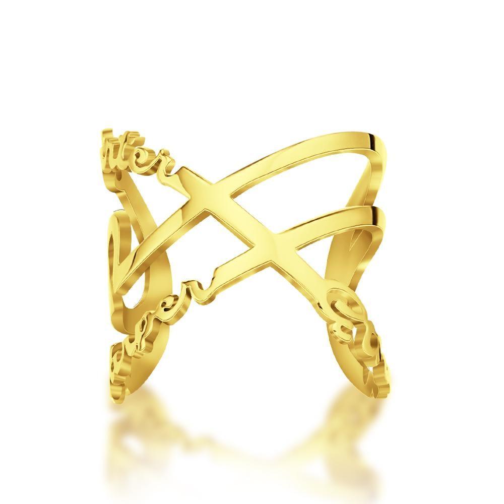 Anillos con Nombre Personalizados Anillos con Nombre Infinito Regalos Conmemorativos Chapado en Oro de 14k Nombres de Plata 1-6