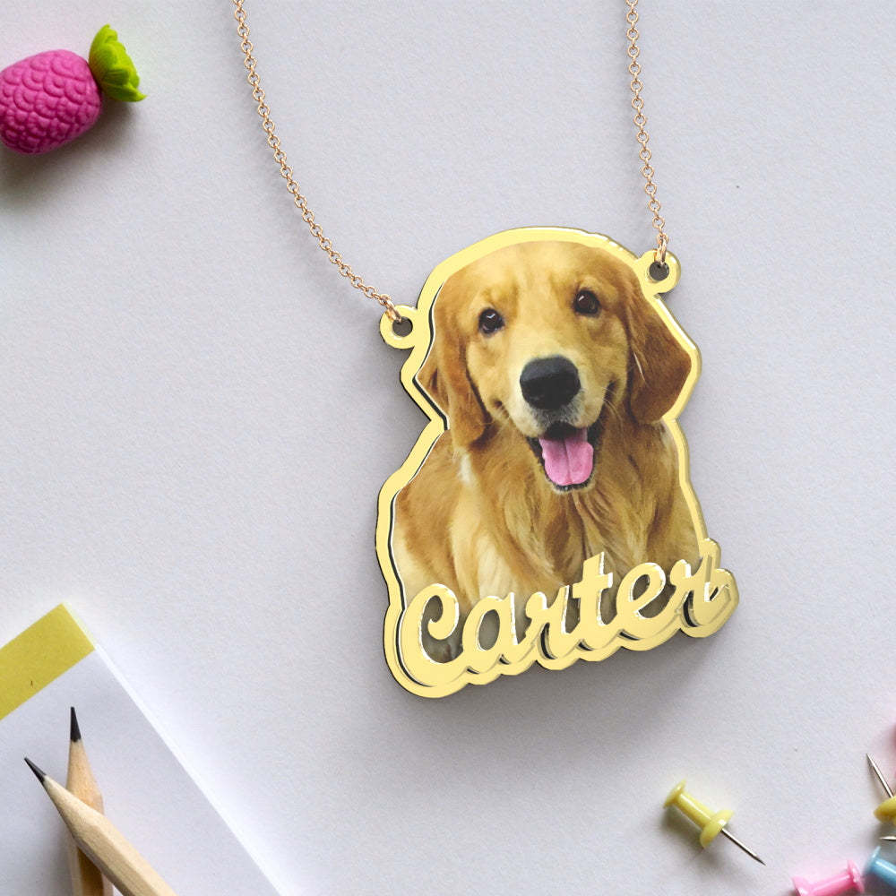 Collar De Oro Grabado Con Foto Personalizada, Exquisito Collar Personalizado Para Mascotas, Regalo Para Él - soufeeles