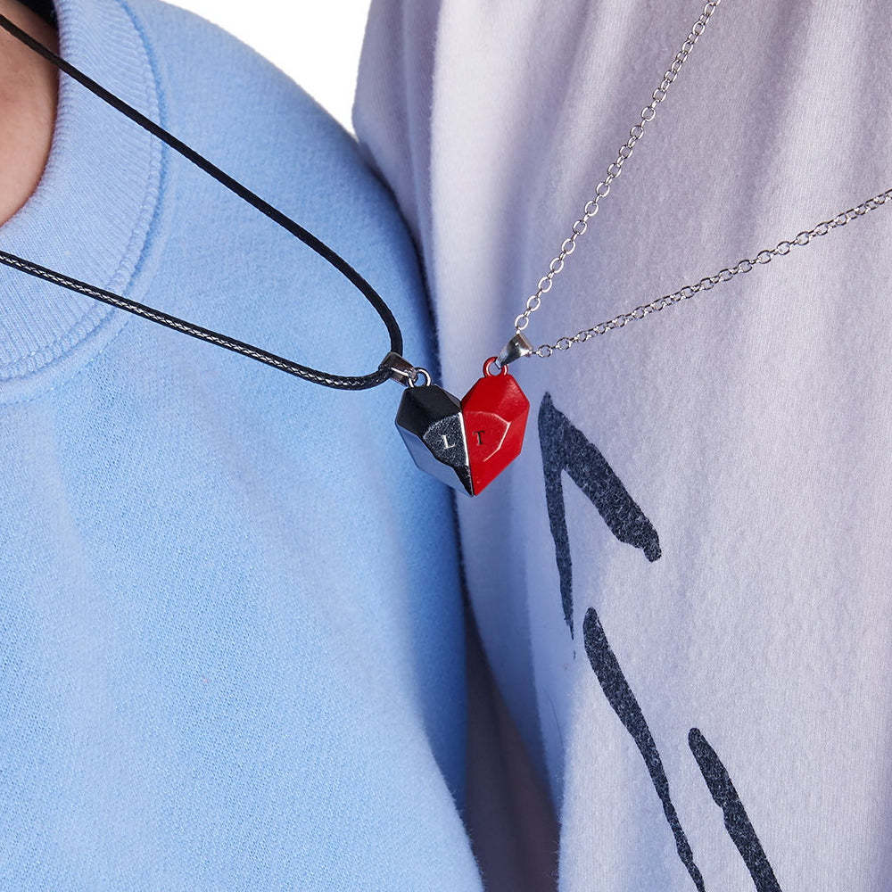 Collares Con Colgante De Dos Almas Y Un Corazón Personalizados Para Pareja, Collar Magnético De Piedra De Los Deseos Para Parejas, Regalos - soufeeles