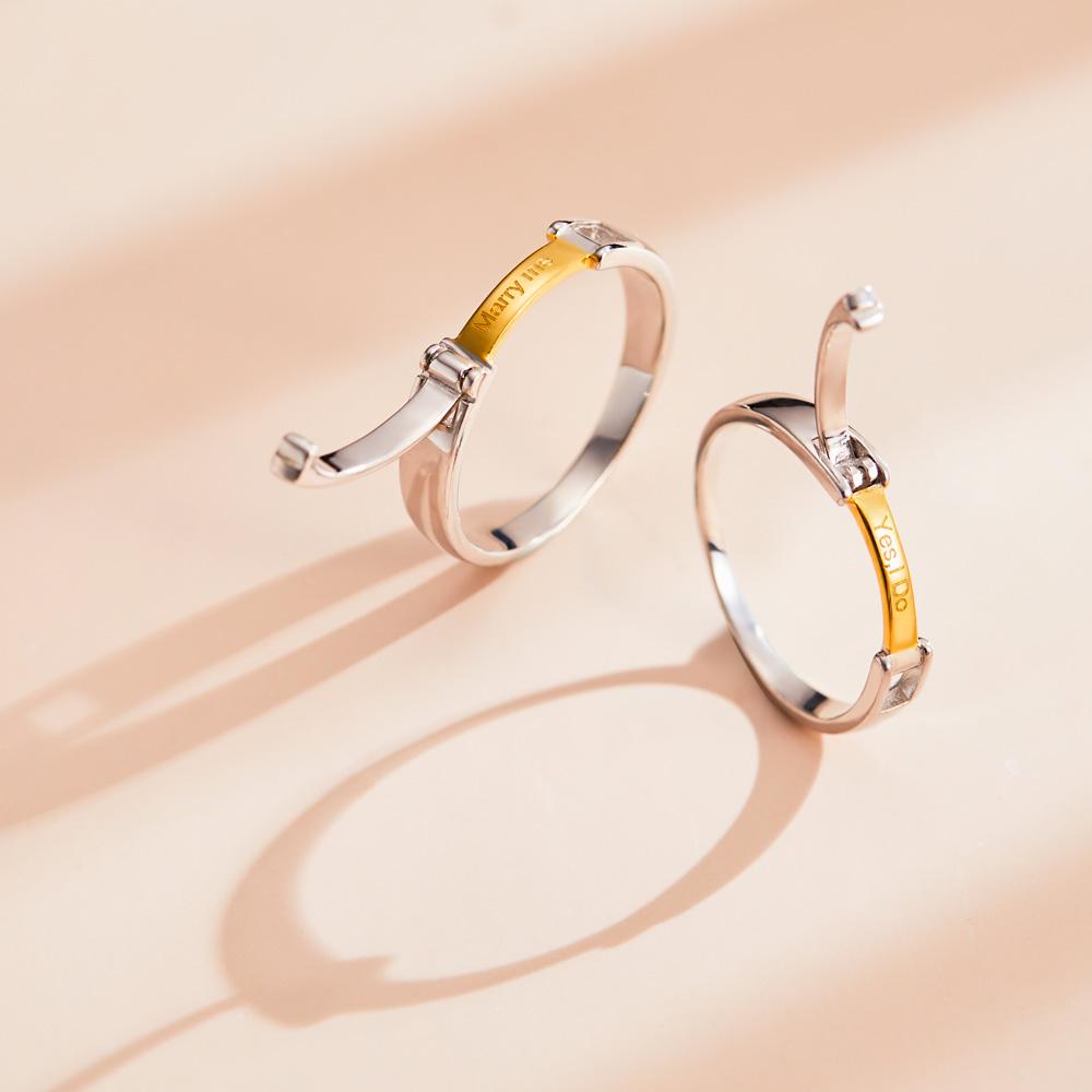 Anillos Grabados Personalizados Diseño De Hebilla De Confesión Regalos Creativos Para Parejas - soufeeles