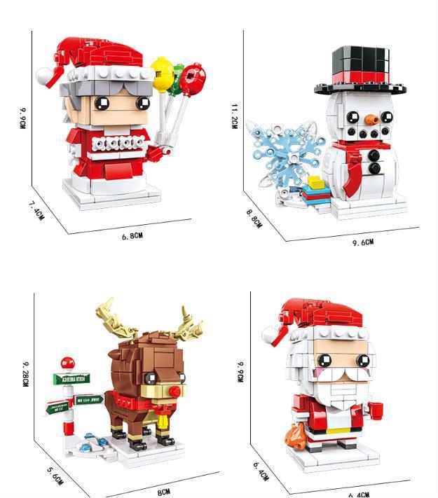 Papá Noel Pequeña Partícula Brick Block Heads Rompecabezas Juguete De Bloques De Construcción Regalos De Navidad