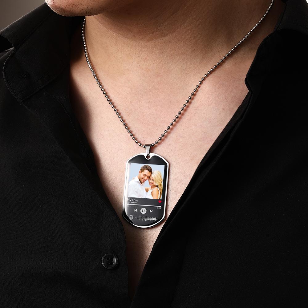 Collar Con Código De Spotify Personalizado Escaneable Collar Con Foto De Canción De Música Grabada Regalos Conmemorativos Para él