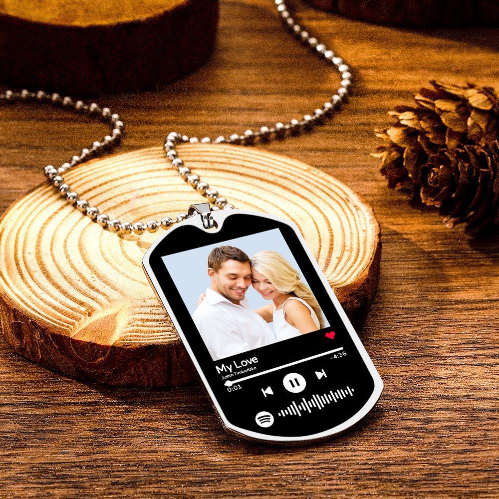 Collar Con Código De Spotify Personalizado Escaneable Collar Con Foto De Canción De Música Grabada Regalos Conmemorativos Para él