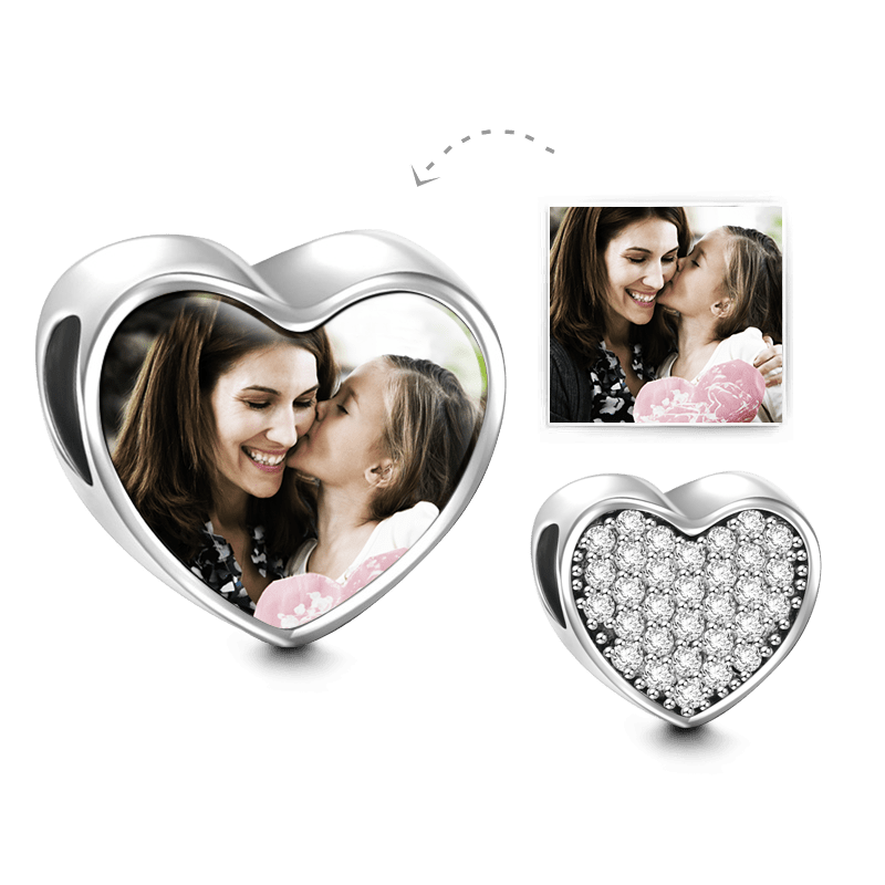 Oferta especial Abalorio de Foto de Corazón de Blanco Cristal Plata