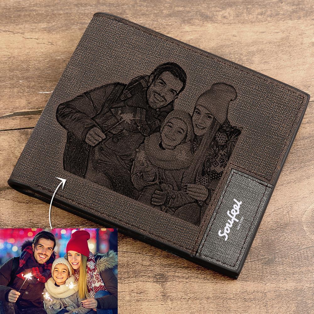 Cartera para Hombre, Cartera Personalizada, Cartera con Foto con Grabado Regalo de Navidad para Novio / Papá / Esposo