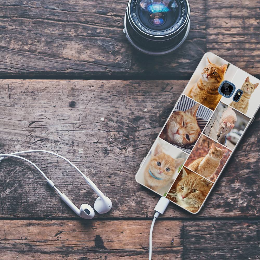 Funda Protectora para Teléfono con Collage de Fotos Personalizado, 7 Imágenes, Carcasa Blanda Mate - Samsung S7 Edad