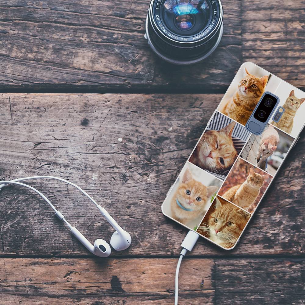 Funda Protectora para Teléfono con Collage de Fotos Personalizado, 7 Imágenes, Carcasa Blanda Mate - Samsung S9 Plus