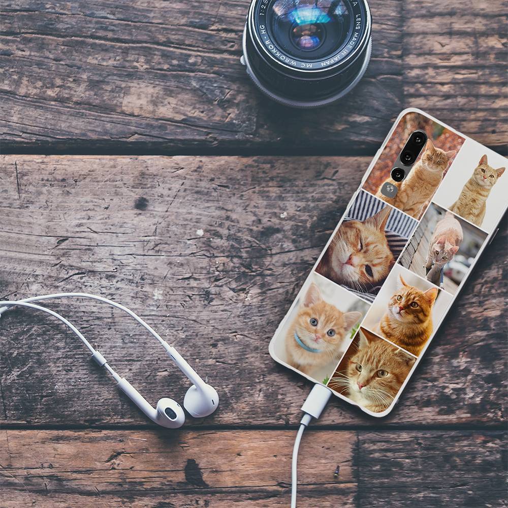 Funda Protectora para Teléfono con Collage de Fotos Personalizado 7 Imágenes Cáscara Blanda Mate - Huawei P30