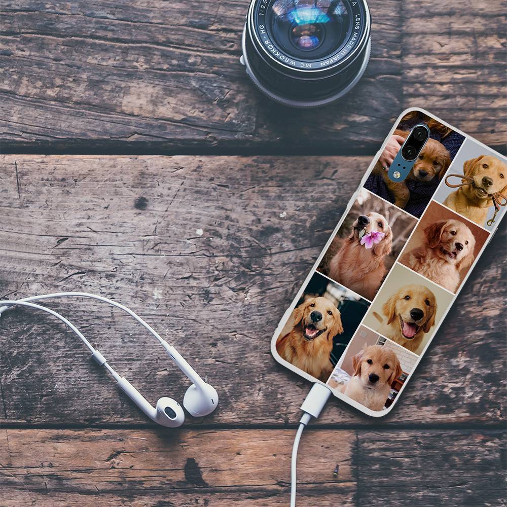 Funda Protectora para Teléfono con Collage de Fotos Personalizado 7 Imágenes Cáscara Blanda Mate - Huawei P20