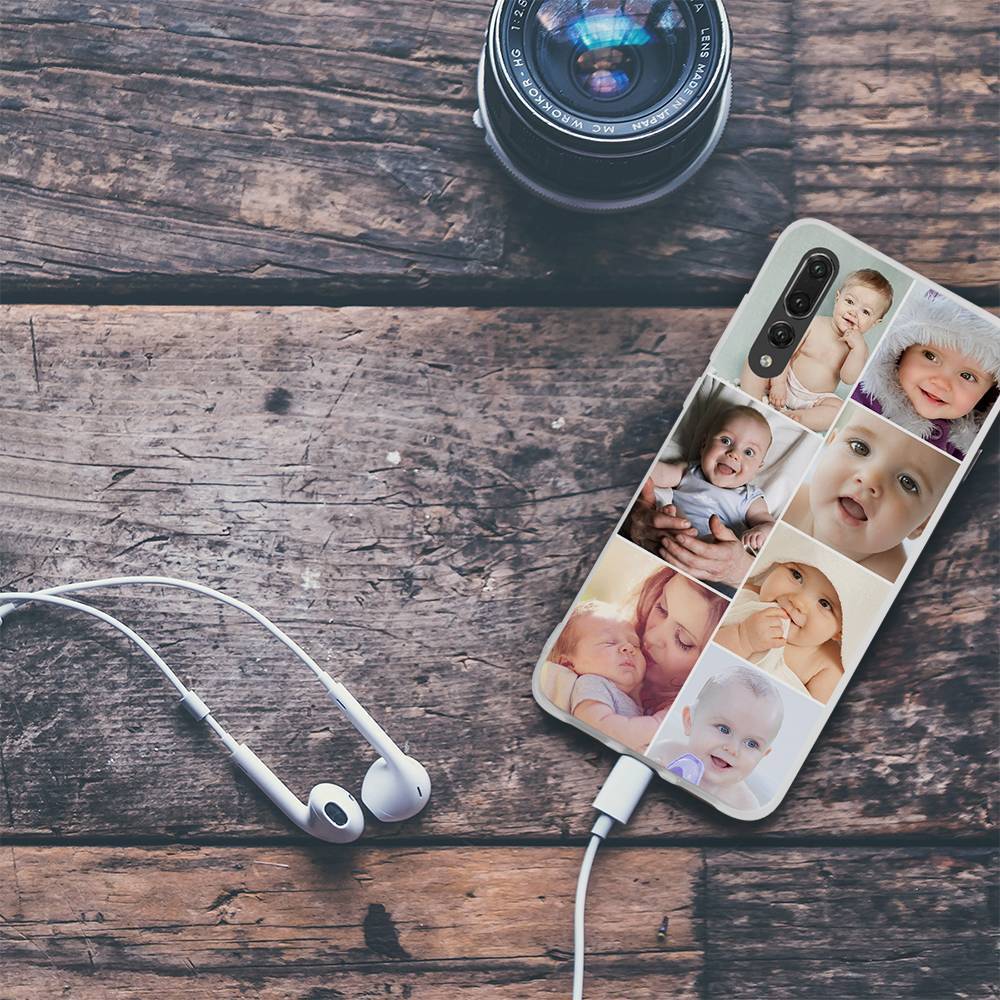 Funda Protectora para Teléfono con Collage de Fotos Personalizado, 7 Imágenes, Carcasa Blanda Mate - Huawei P20 Pro