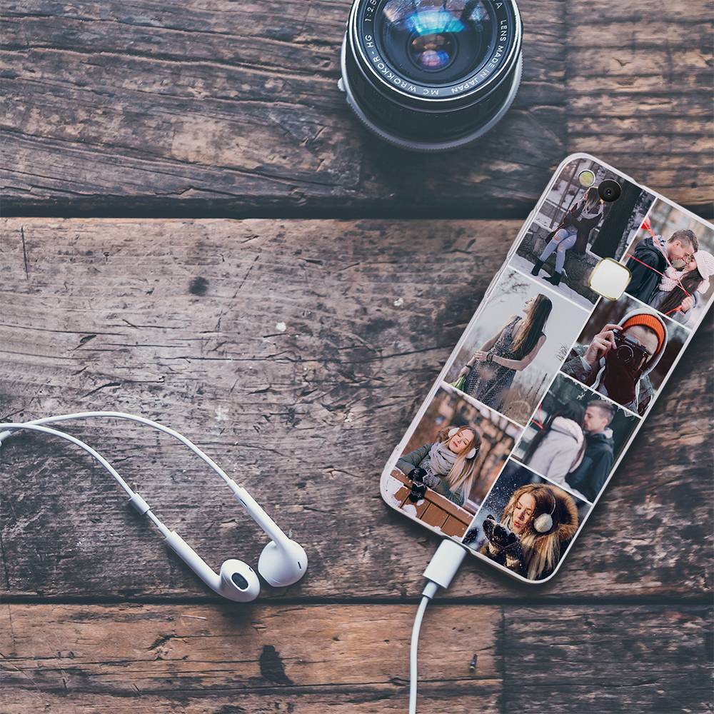 Funda Protectora para Teléfono con Collage de Fotos Personalizado, 7 Imágenes, Carcasa Blanda Mate - Huawei P10 Lite
