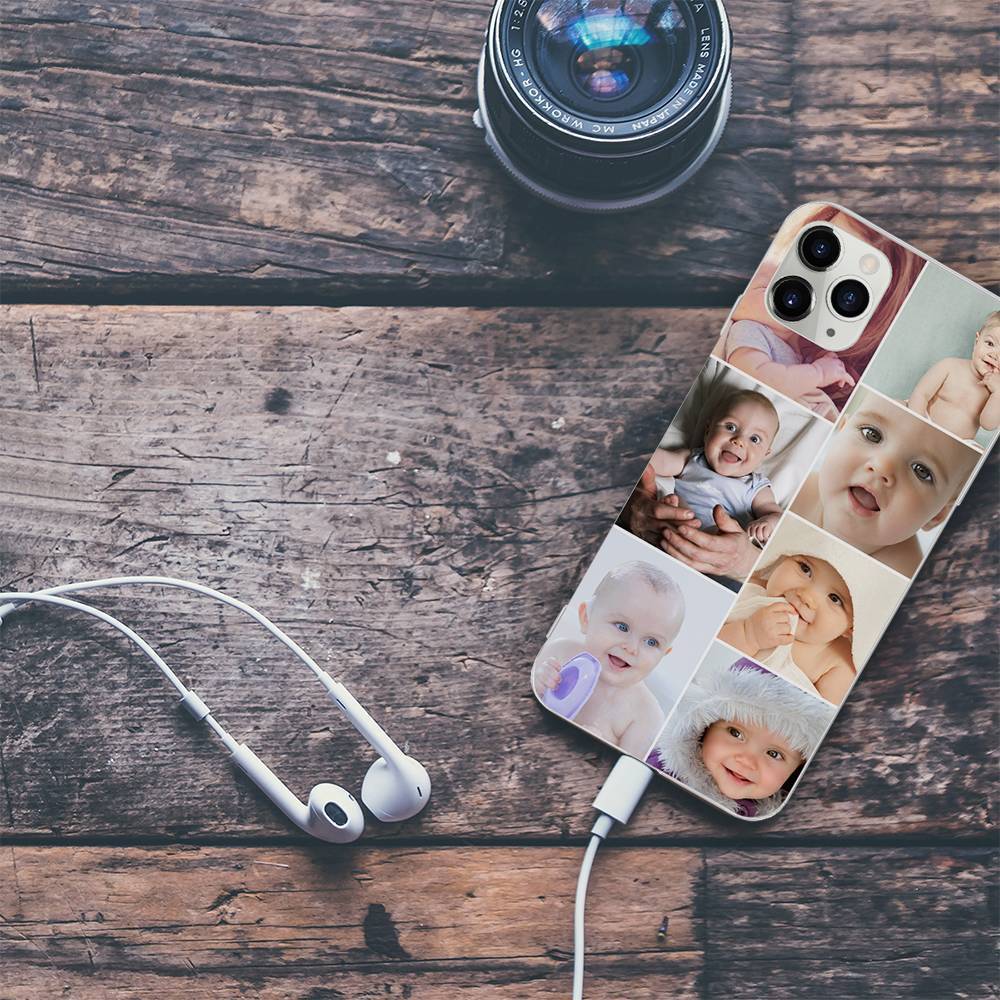 Funda Protectora para Teléfono con Collage de Fotos Personalizado 7 Imágenes Carcasa Blanda Mate - Iphone 11 Pro