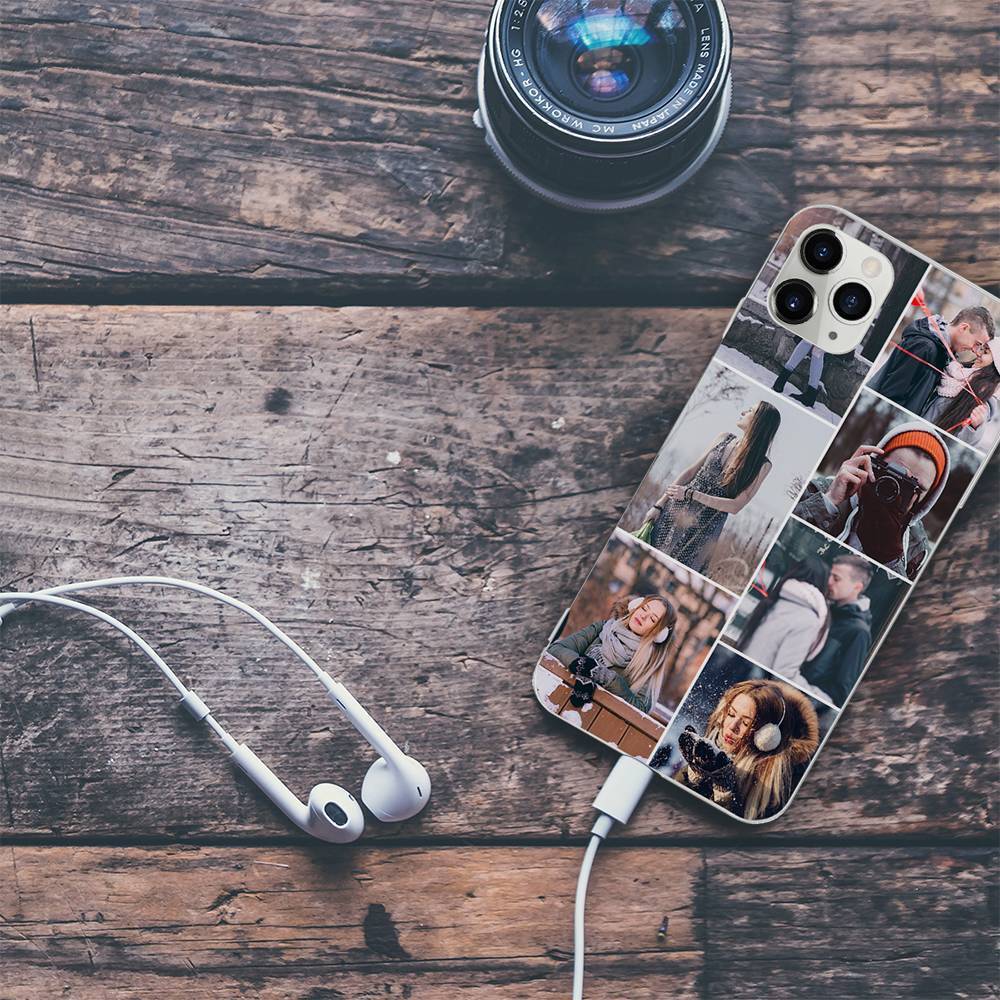 Funda Protectora para Teléfono con Collage de Fotos Personalizado 7 Imágenes Cáscara Blanda Matte - Iphone 11