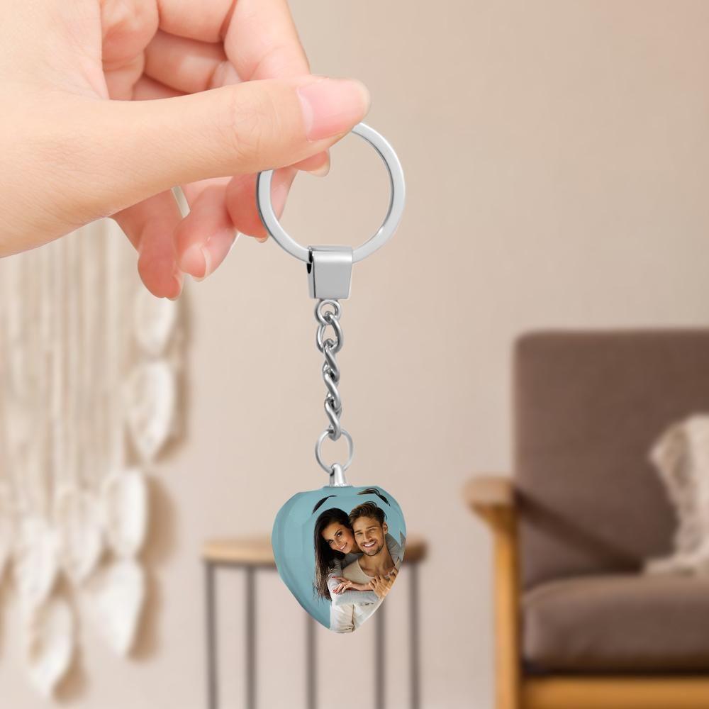 Llavero de Foto Personalizado Llavero de Cristal Regalos para Pareja en Forma de Corazón