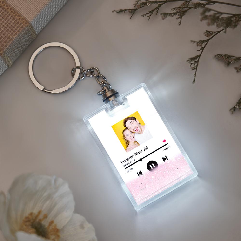 Llavero De Arena Movediza Iluminado Con Código De Spotify Escaneable Con Foto Personalizada, Regalo Para Cualquier Ocasión - soufeeles