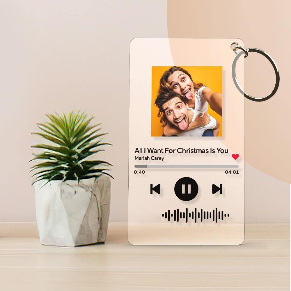 Llavero De Placas De Música Con Código De Música Personalizado, Acrílico Personalizado Grabado, Llavero De Canción, Regalos De Cumpleaños Y Navidad