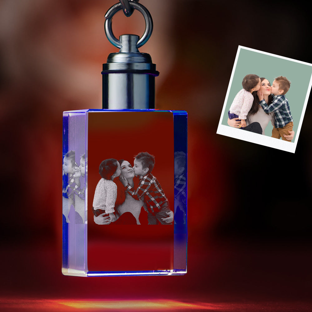 Foto Personalizada Llavero De Cristal Recuerdo Familiar Llavero De Cristal Forma Rectangular Llavero Con Foto - soufeeles