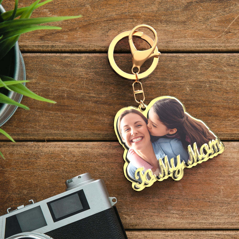 Llavero De Oro Grabado Con Foto Personalizada, Exquisito Llavero Personalizado Para El Día De La Madre, Regalo Para Mamás - soufeeles