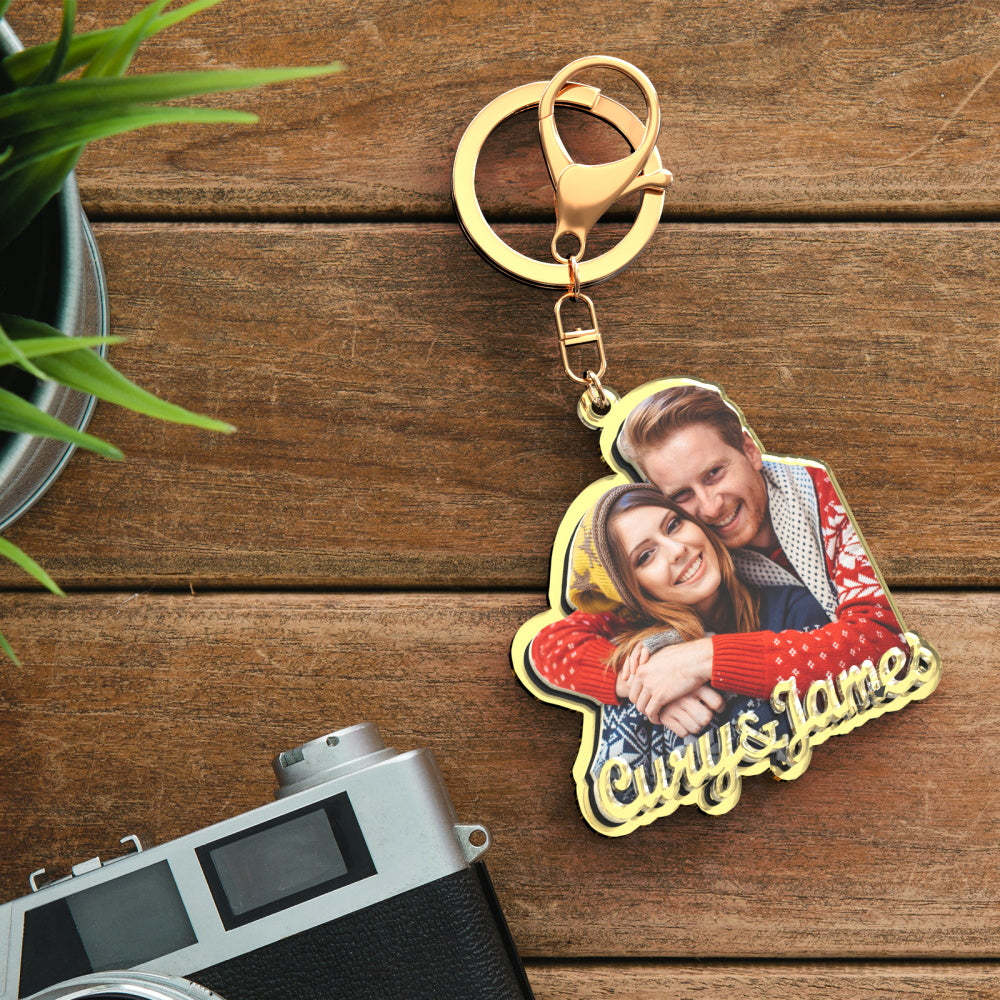 Llavero De Oro Grabado Con Foto Personalizada Exquisito Regalo De Llavero De Pareja Personalizado Para Ella - soufeeles