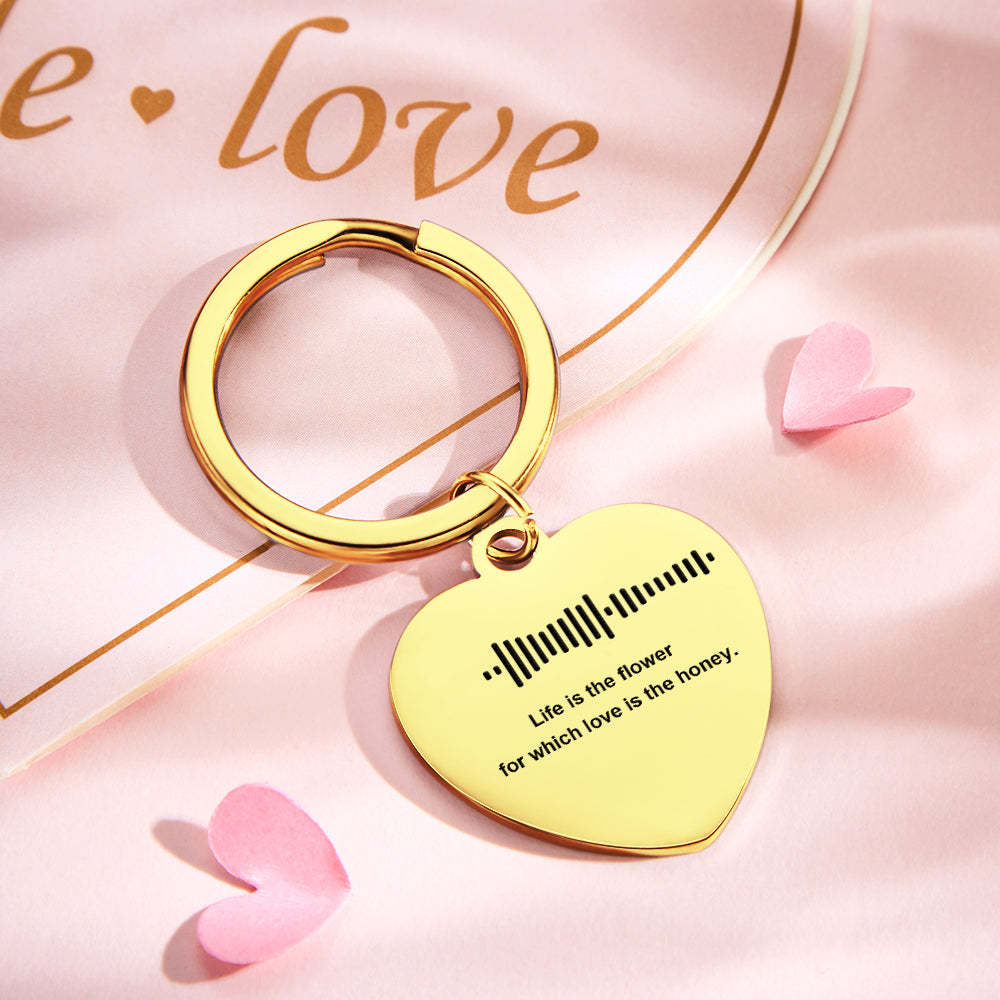 Llavero Con Letras De Música De Escaneo Personalizable, Llavero De Corazón Personalizado, Regalo De San Valentín - soufeeles