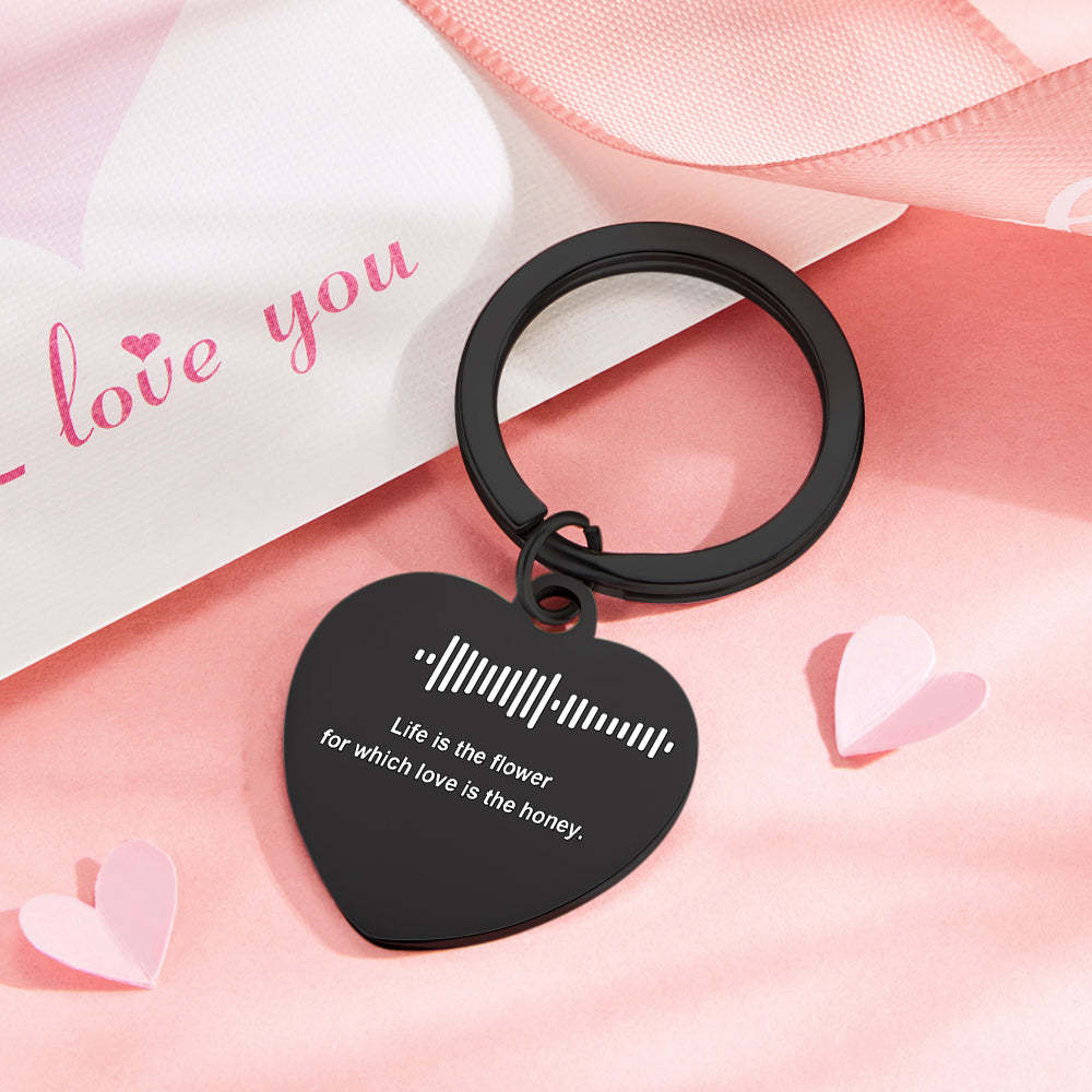 Llavero Con Letras De Música De Escaneo Personalizable, Llavero De Corazón Personalizado, Regalo De San Valentín - soufeeles