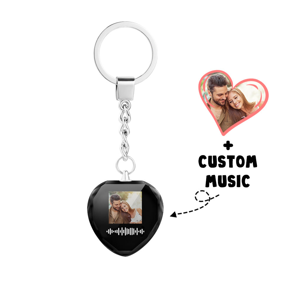 Llavero De Código De Música Con Foto Personalizada Escaneable, Llavero De Cristal Con Canción De Música Grabada, Regalos Conmemorativos - soufeeles