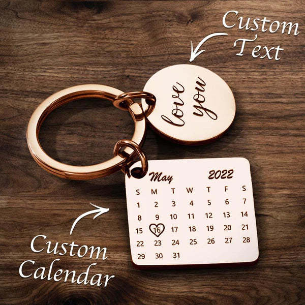 Llavero De Calendario Grabado Con Foto Opcional Personalizado, Llavero Con Etiqueta, Regalo Perfecto Para El Día Especial, Los Mejores Regalos Para Los Amantes - soufeeles