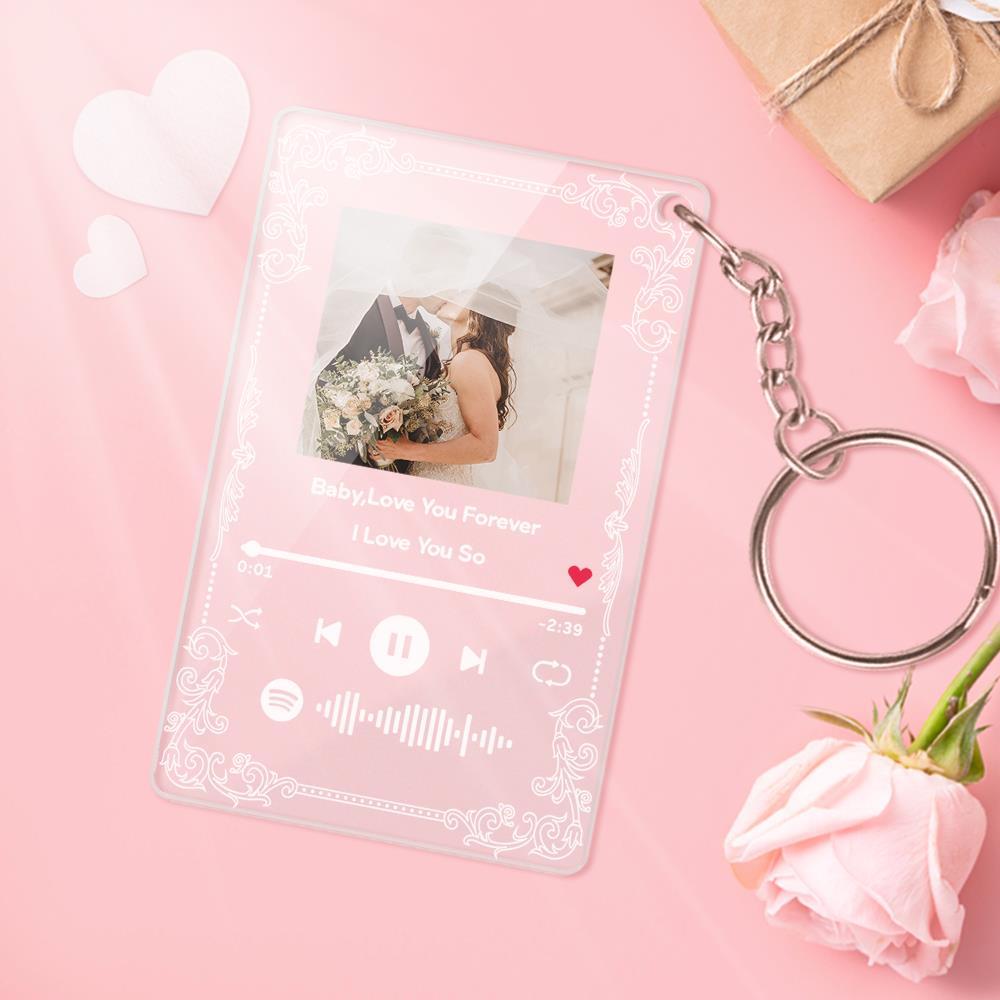 Llavero De Código De Spotify Personalizado Placa De Tablero De Música De Acrílico Regalo De Foto De Pareja - soufeeles