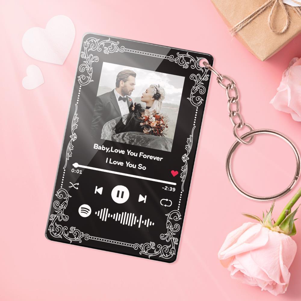 Llavero De Código De Spotify Personalizado Placa De Tablero De Música De Acrílico Regalo De Foto De Pareja - soufeeles