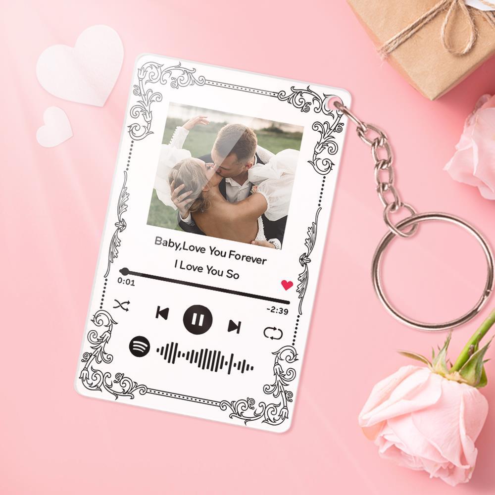 Llavero De Código De Spotify Personalizado Placa De Tablero De Música De Acrílico Regalo De Foto De Pareja - soufeeles