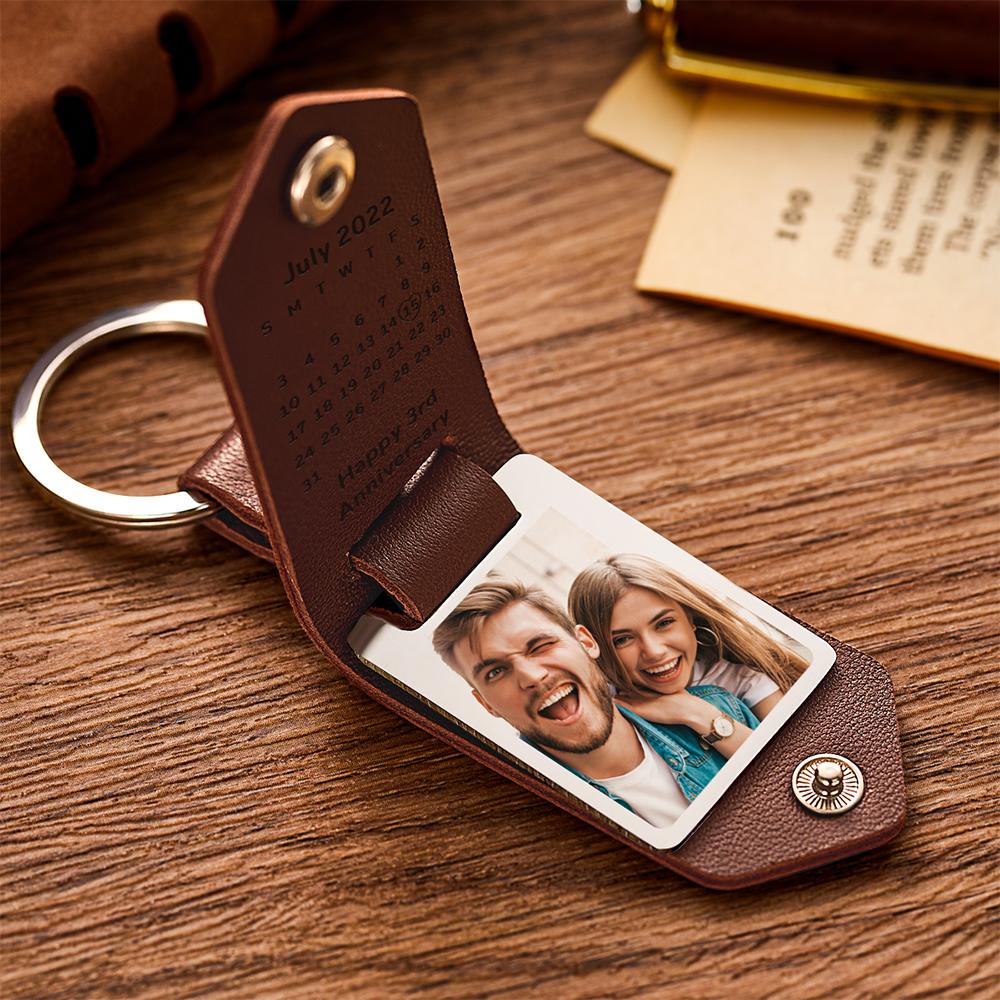 Único Personalizado Marido Novio Aniversario Calendario Fecha Foto Llavero Compromiso Fecha Calendario Regalo - soufeeles