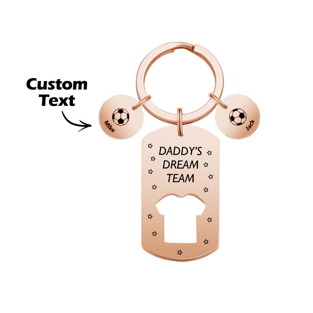 Llavero De Equipo De Ensueño De Papá De Fútbol Grabado Personalizado Con Nombres De Niños Llavero Regalos Del Día Del Padre - soufeeles
