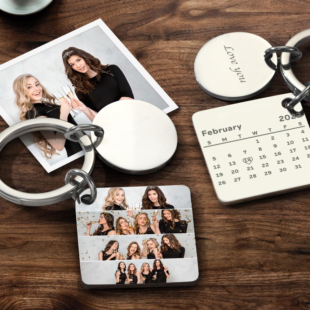 Llavero De Pintura De Foto De Collage De Calendario Grabado Con Foto Personalizada Personalizada - soufeeles