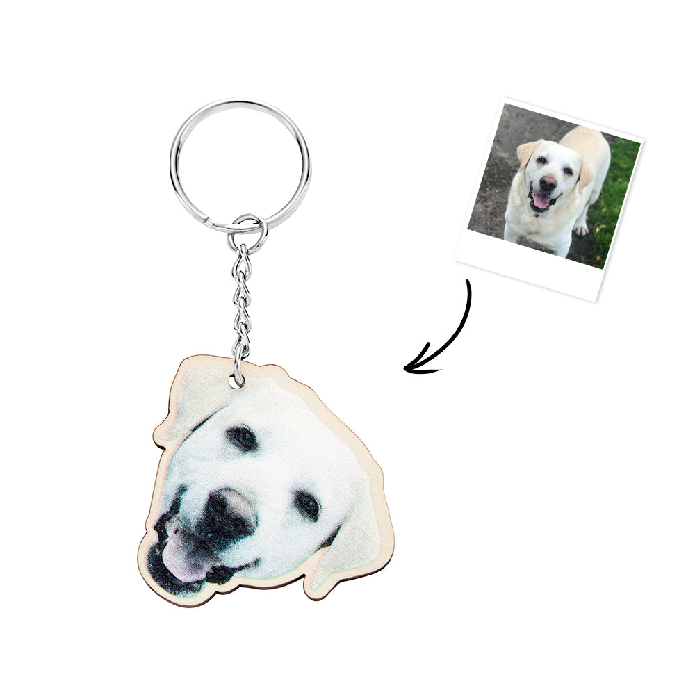 Llavero De Madera Con Foto De Mascota Personalizada, Colgante De Llavero Con Foto De Perro Y Gato Personalizado, Regalos Memorables - soufeeles