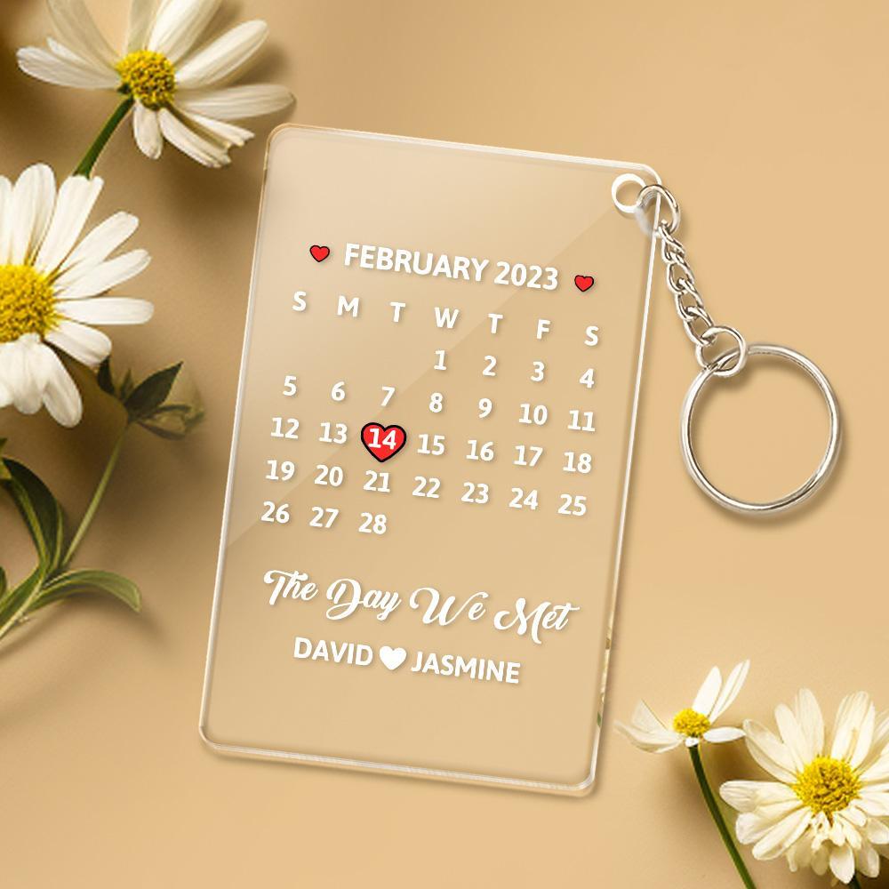 Calendario Personalizado Llavero Llavero Acrílico Fecha Especial Llavero Regalos Para Miembros Memorables - soufeeles