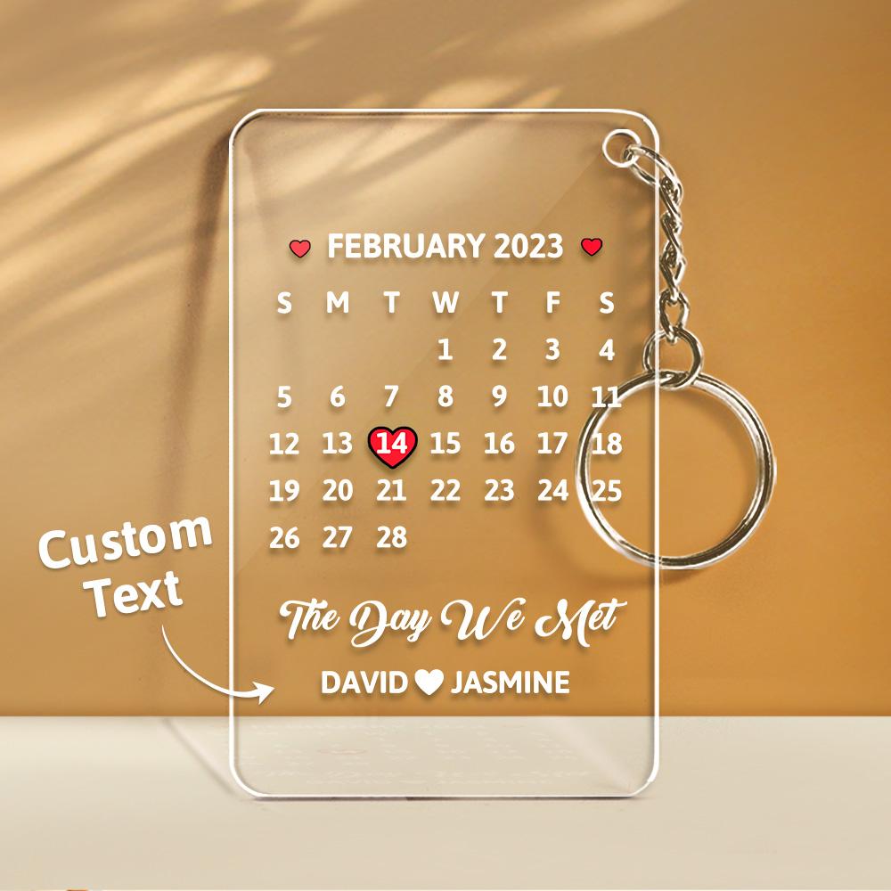 Calendario Personalizado Llavero Llavero Acrílico Fecha Especial Llavero Regalos Para Miembros Memorables - soufeeles