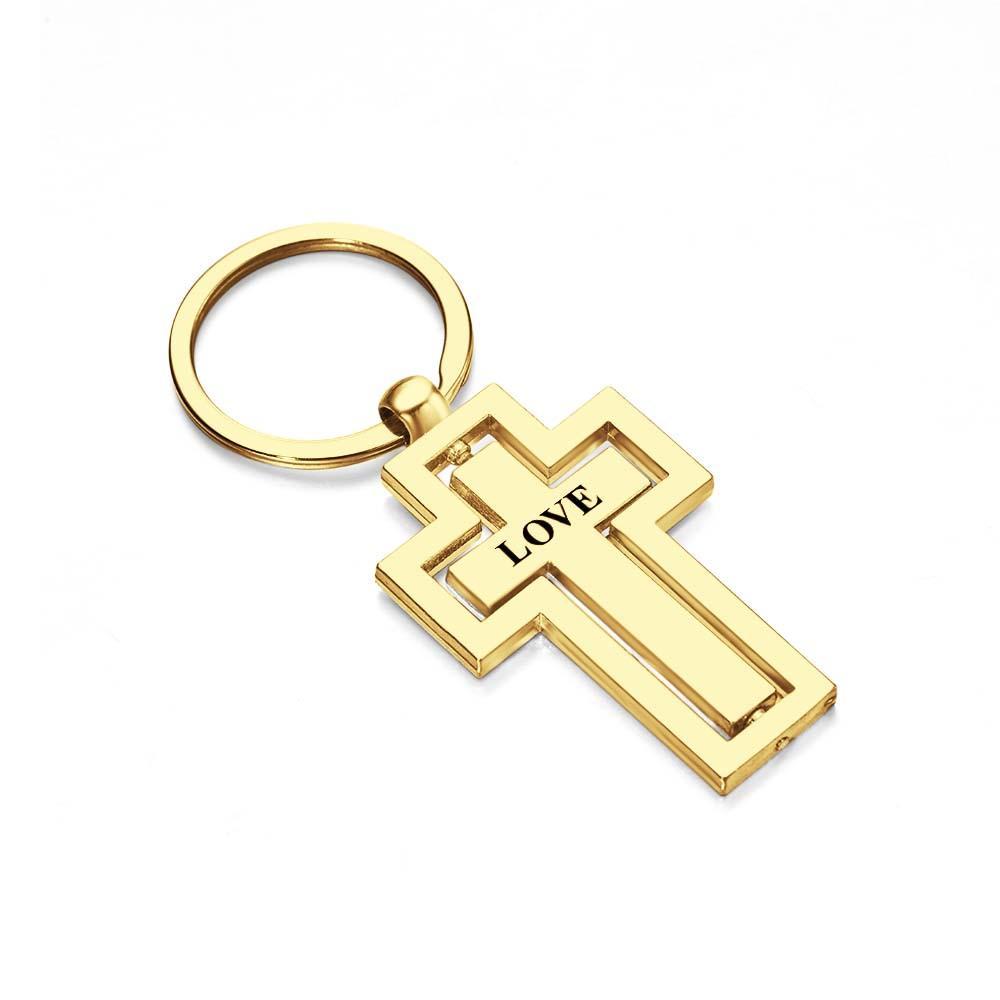 Llavero Con Cruz Giratoria Grabado Personalizado, Regalo Para La Familia Cristiana, Regalo Personalizado De Oración Del Señor - soufeeles