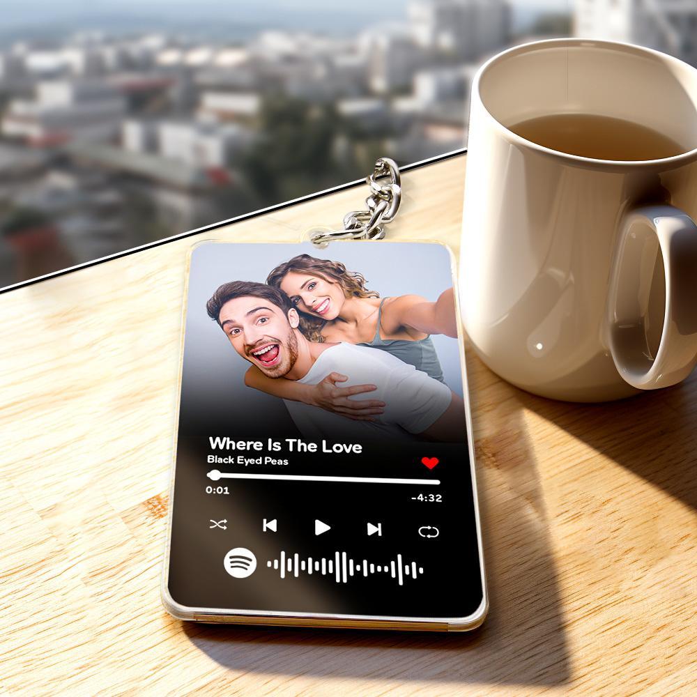 Llavero Con Código De Spotify Escaneable, Llavero Con Foto Acrílica De Música Personalizada, Regalo Del Día De Aniversario Para Pareja - soufeeles