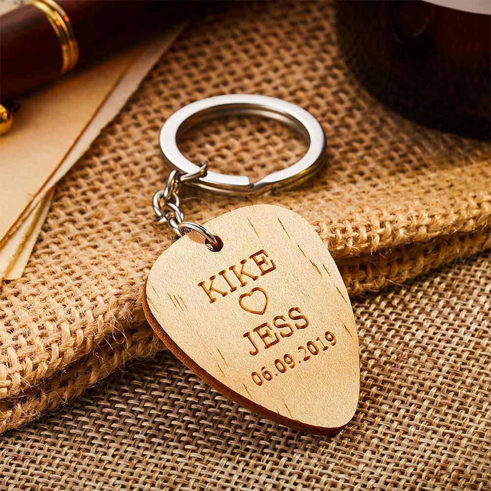 Customized Wood Pick Heart Keychain - soufeelus