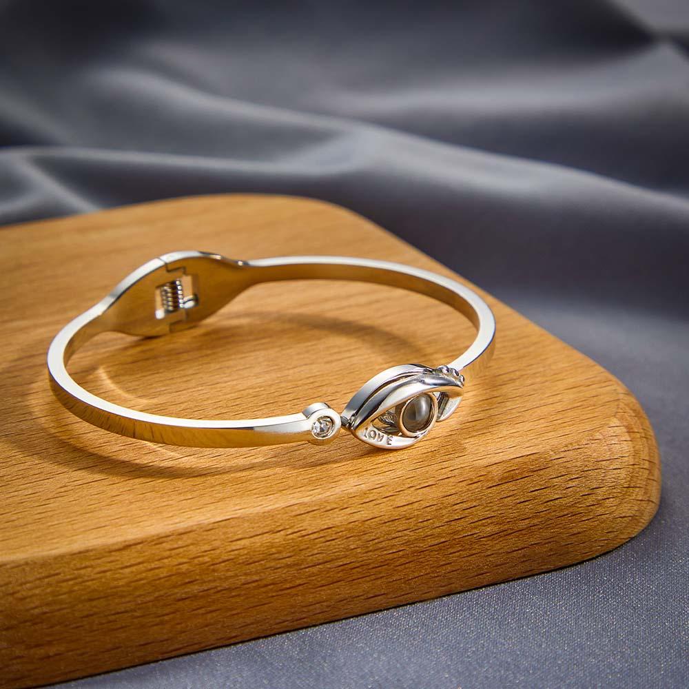 Pulsera De Ojo De Diablo Con Proyección De Fotos Personalizada, Pulsera De Ajuste Libre Redonda Para Ella - soufeeles