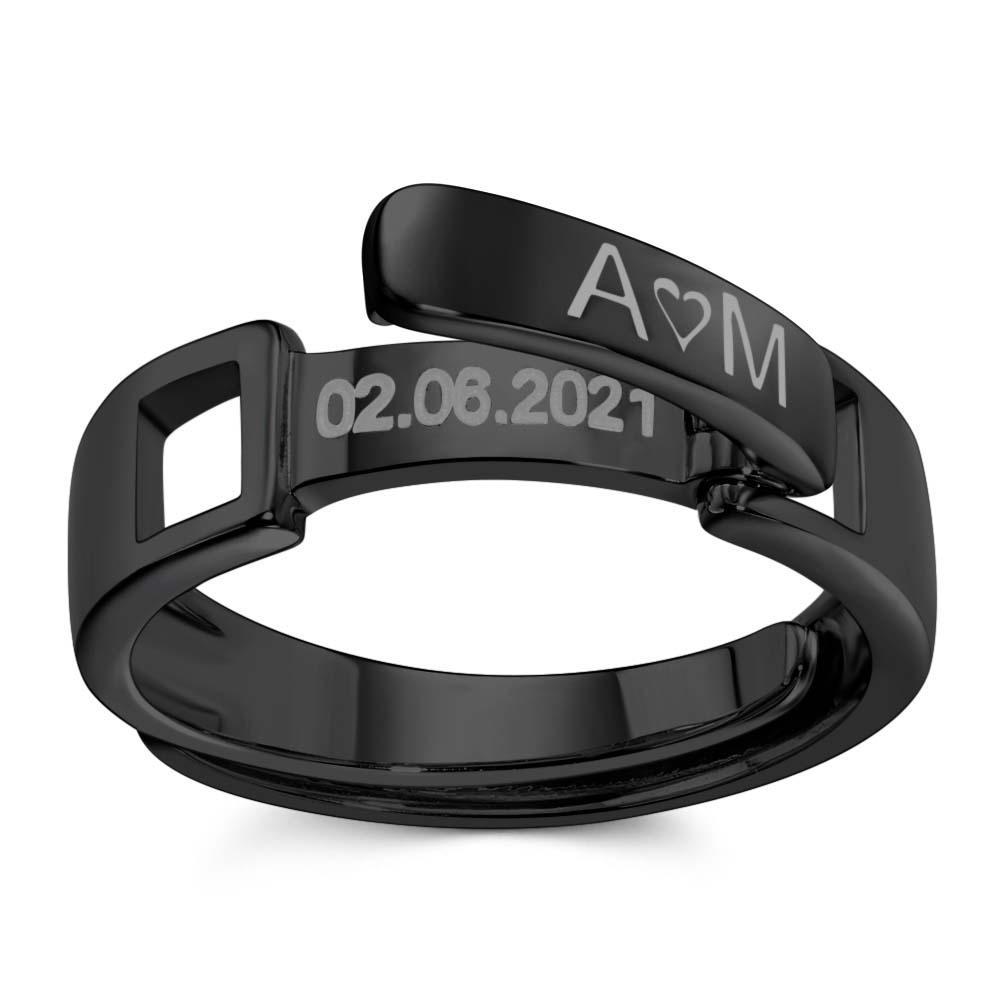 Anillo De Nombre Apilable Personalizado Nombre Personalizado Y Anillo De Fecha Aniversario Regalo De Boda Para Ella - soufeeles