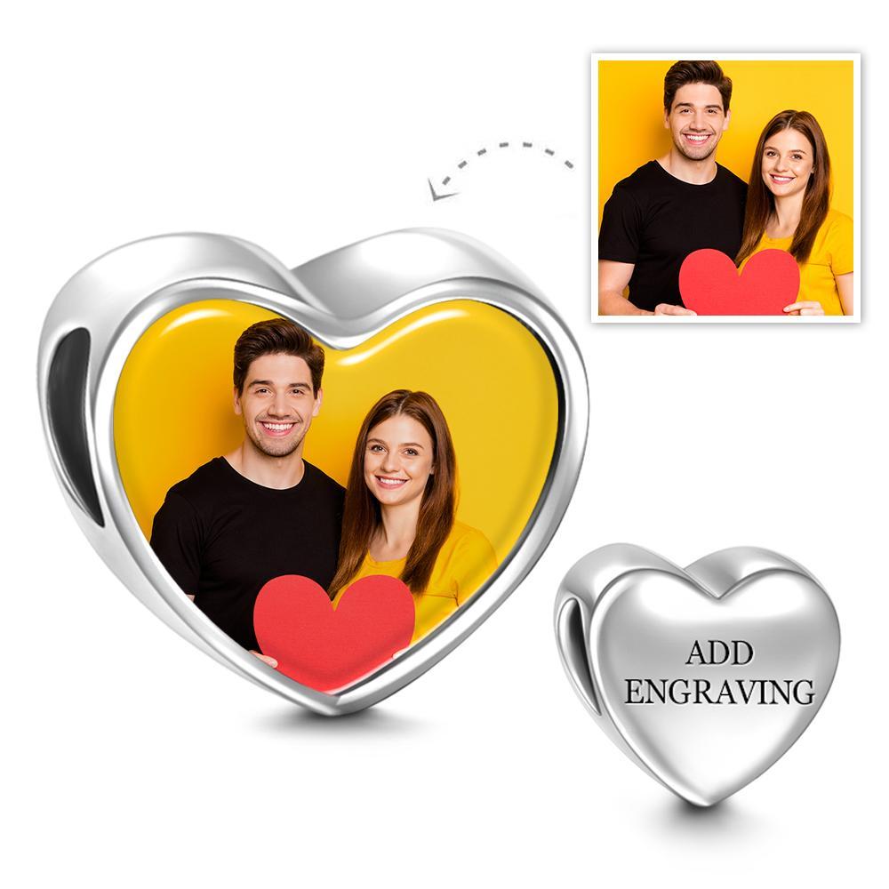 Charm con Foto Corazón Grabado Feliz