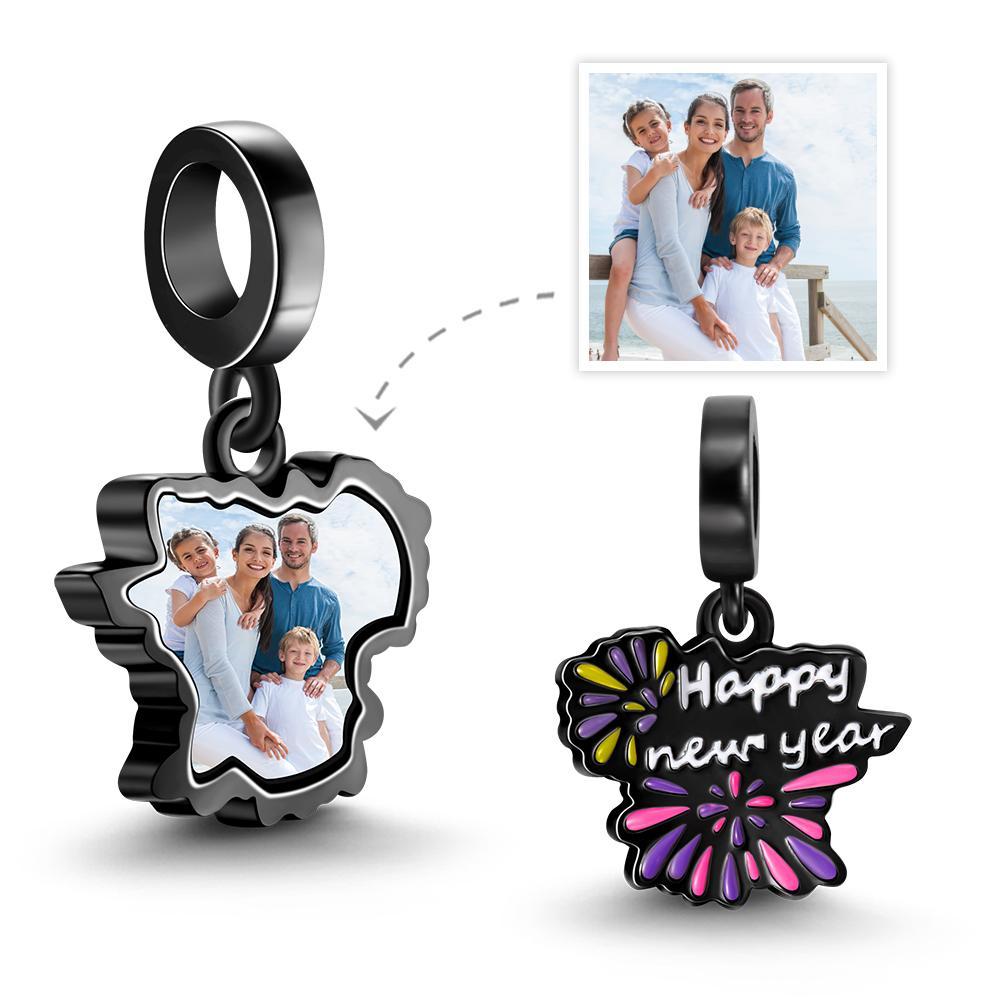 Encanto De Foto Personalizado Feliz Año Nuevo Colgante Colgante Encanto Regalo Para La Familia - soufeeles