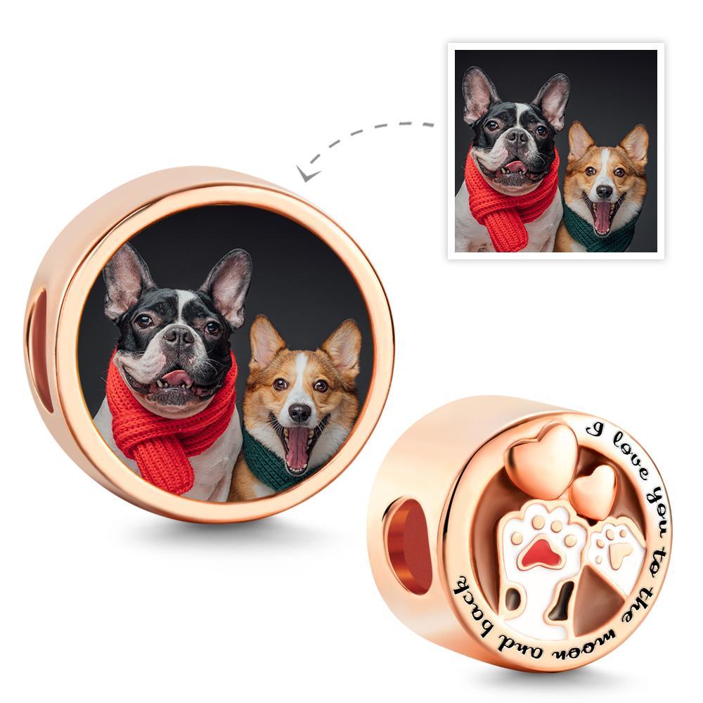 Encanto De Foto Personalizado Patas De Mascota Regalo De Encanto De Oro Rosa Para Amante De Mascotas - soufeeles