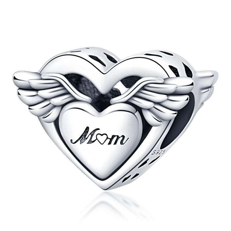 Mom Angel Wings Elegant Heart Charm Regalos Para El Día De La Madre - soufeeles