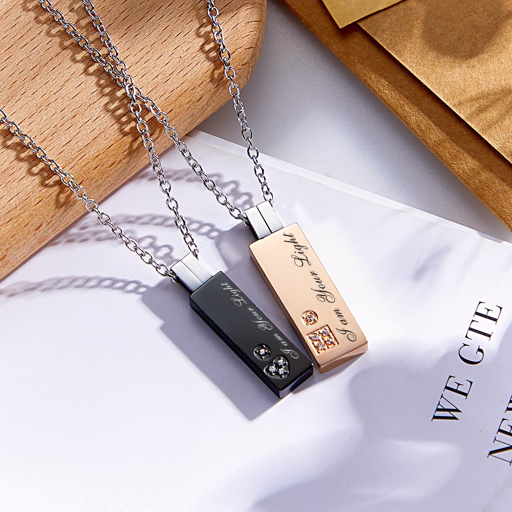 Collar Grabado Personalizado Diseño Único Un Par De Regalos - soufeeles